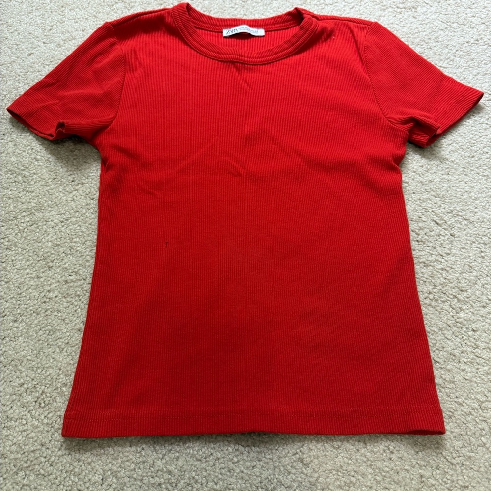 Zara Red Short Sleeve Tee